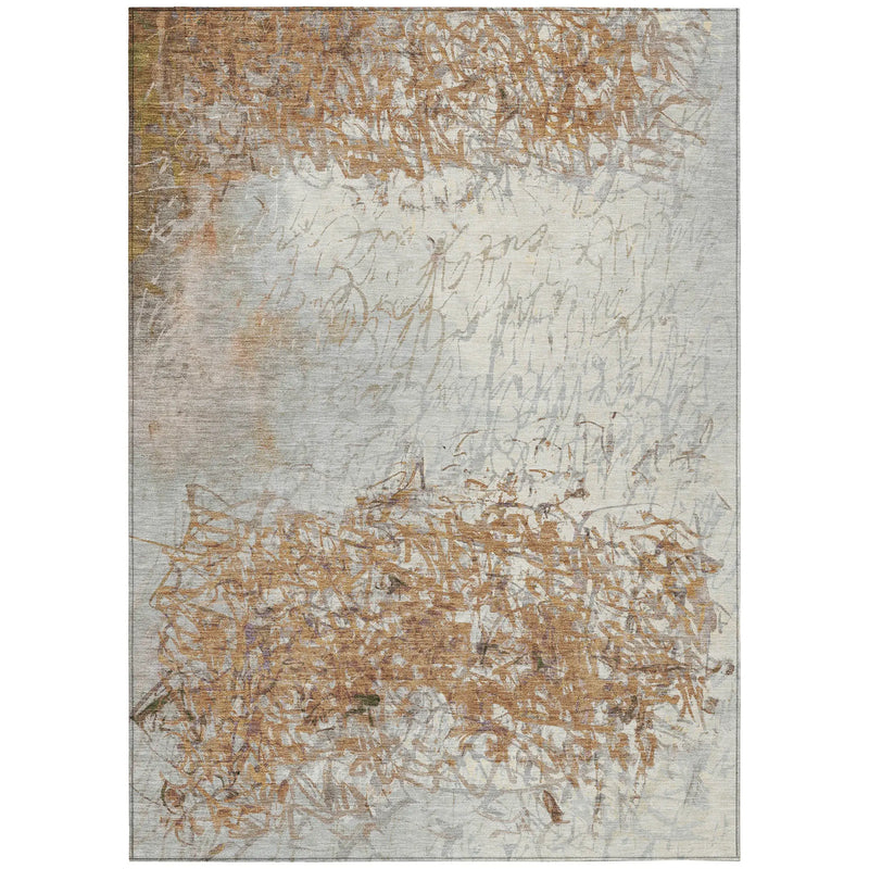 10' X 14' Copper And Beige Abstract Washable Indoor Outdoor Area Rug Homeroots Outdoor