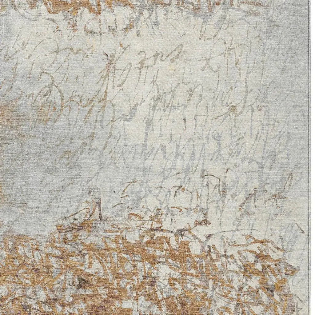 10' X 14' Copper And Beige Abstract Washable Indoor Outdoor Area Rug Homeroots Outdoor