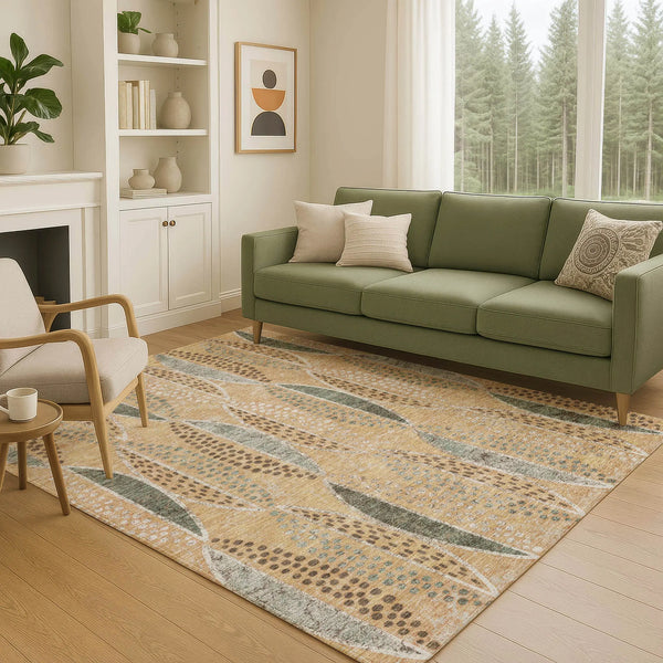 10' X 14' Copper And Beige Geometric Washable Indoor Outdoor Area Rug Homeroots Outdoor