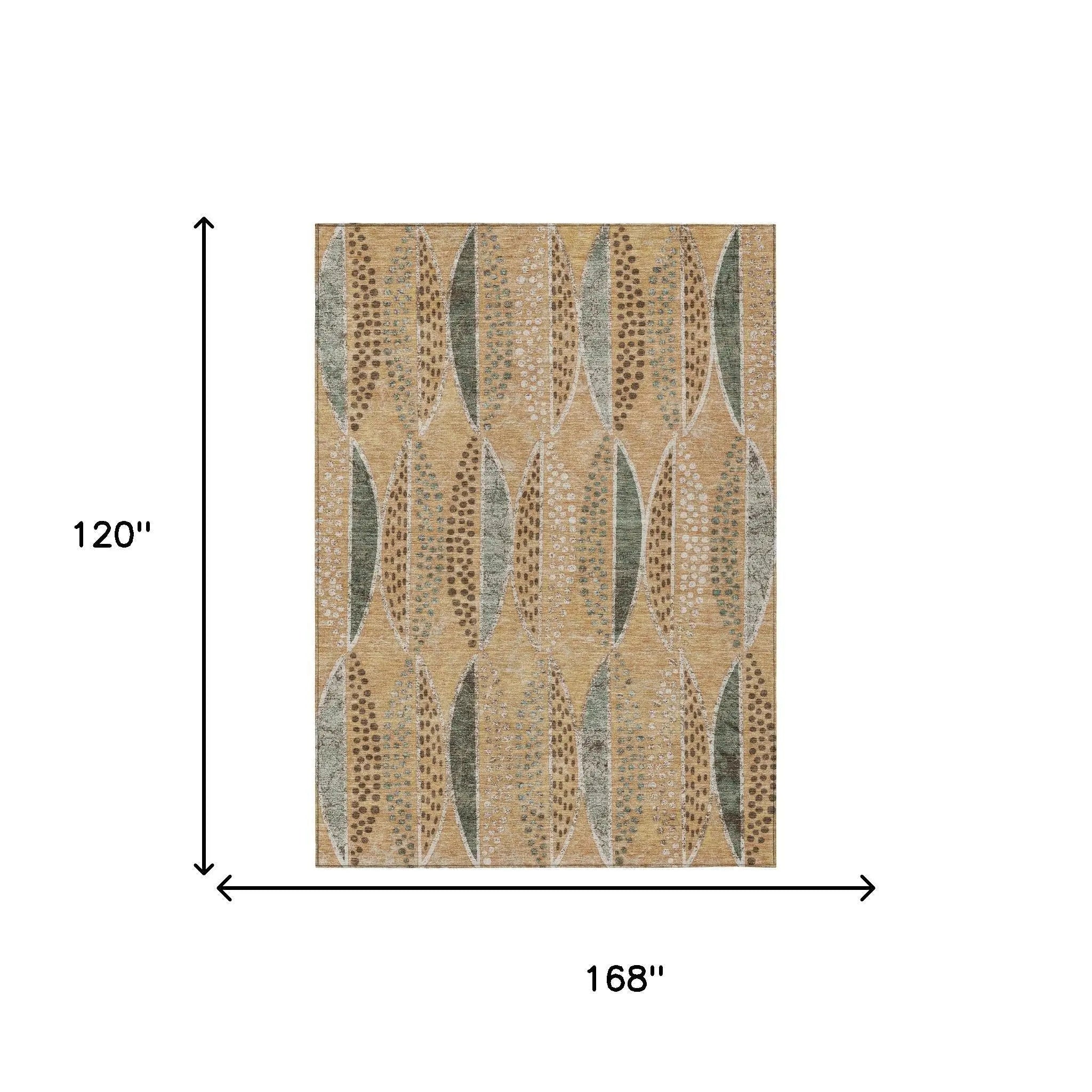 10' X 14' Copper And Beige Geometric Washable Indoor Outdoor Area Rug Homeroots Outdoor