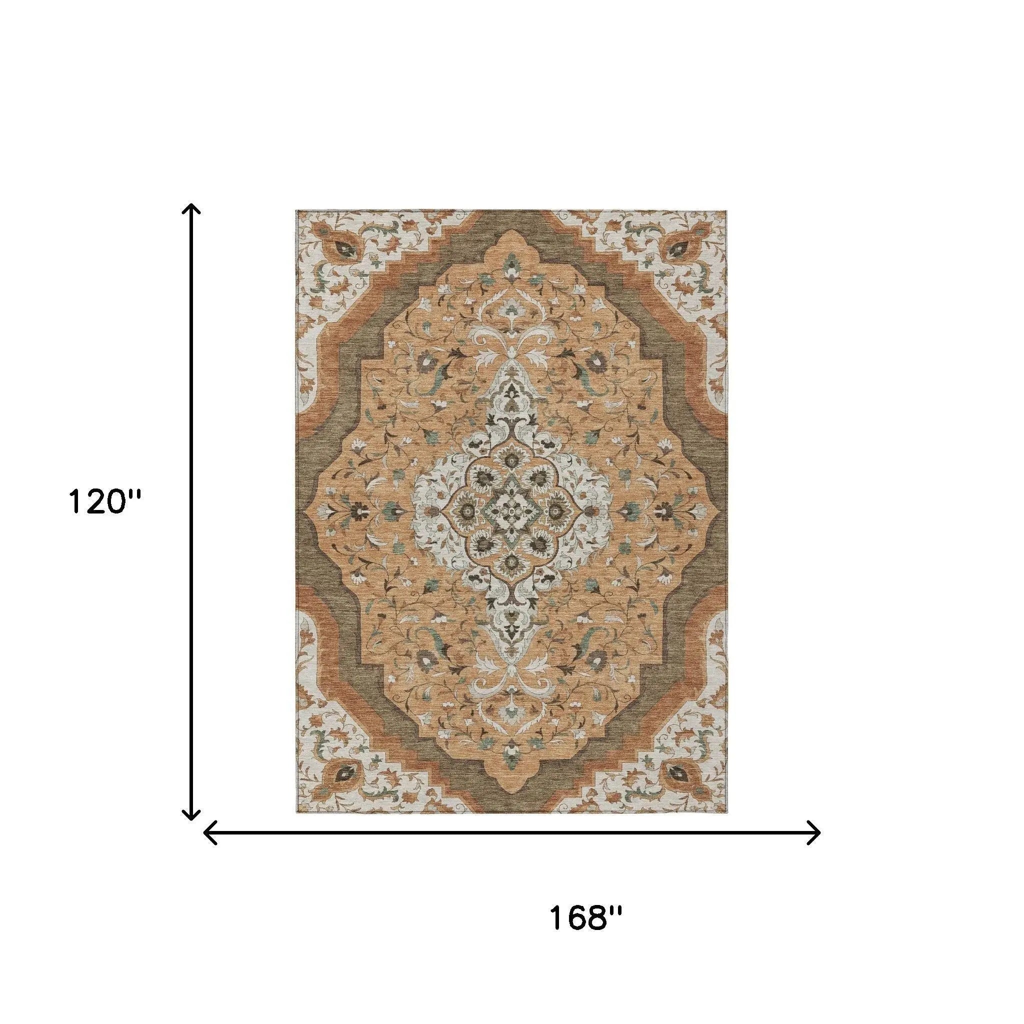10' X 14' Copper And Blue Medallion Washable Indoor Outdoor Area Rug Homeroots Outdoor