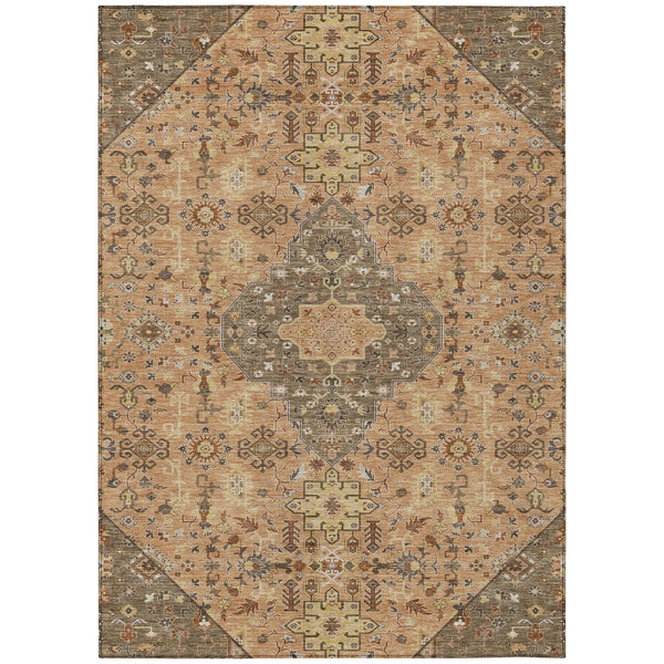 10' X 14' Copper And Blue Medallion Washable Indoor Outdoor Area Rug Homeroots Outdoor