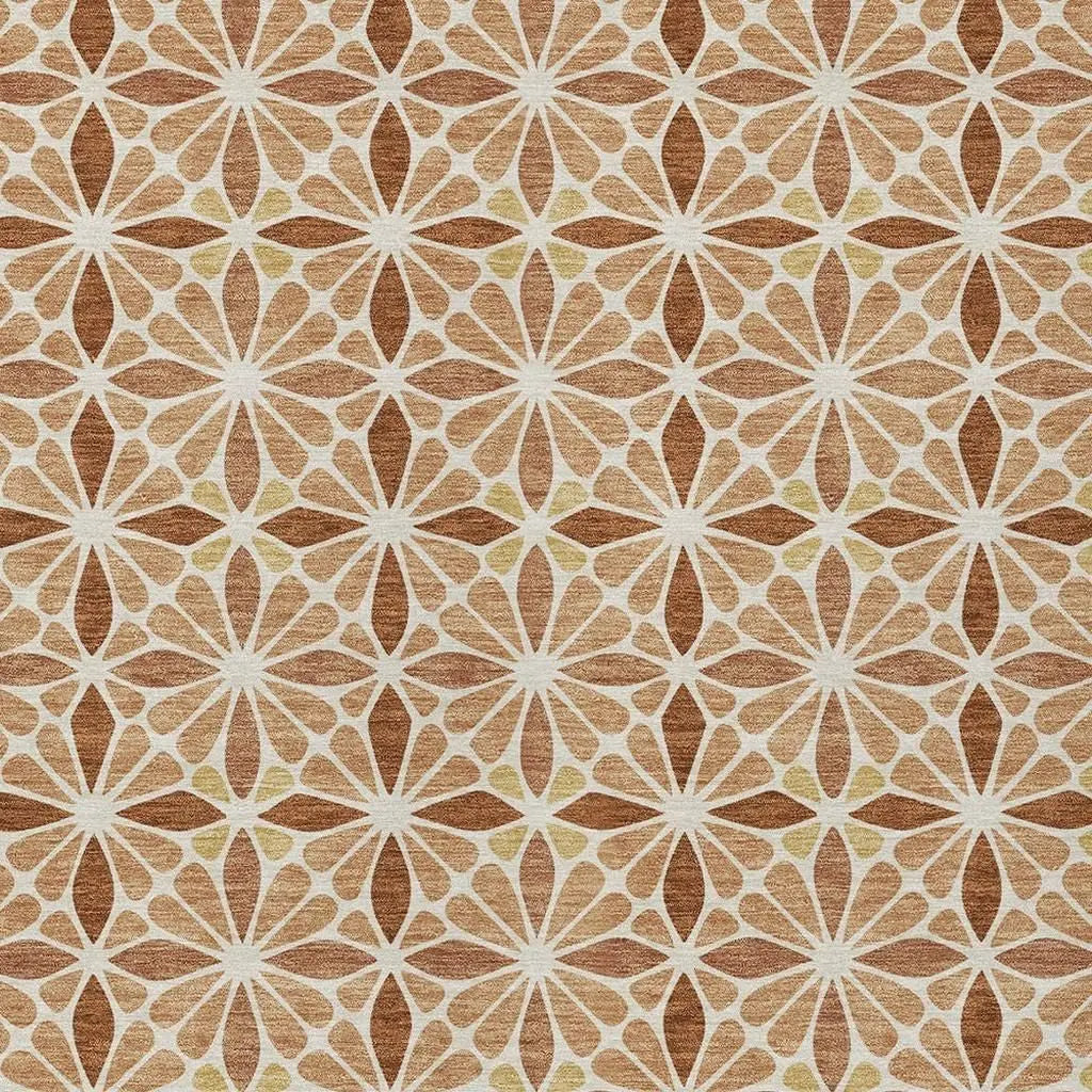 10' X 14' Copper And Gold Geometric Washable Indoor Outdoor Area Rug Homeroots Outdoor