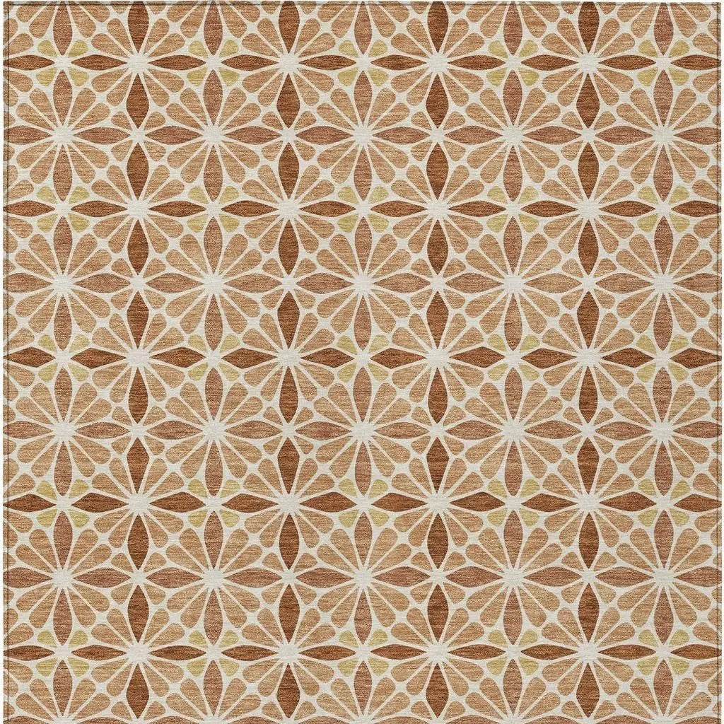 10' X 14' Copper And Gold Geometric Washable Indoor Outdoor Area Rug Homeroots Outdoor