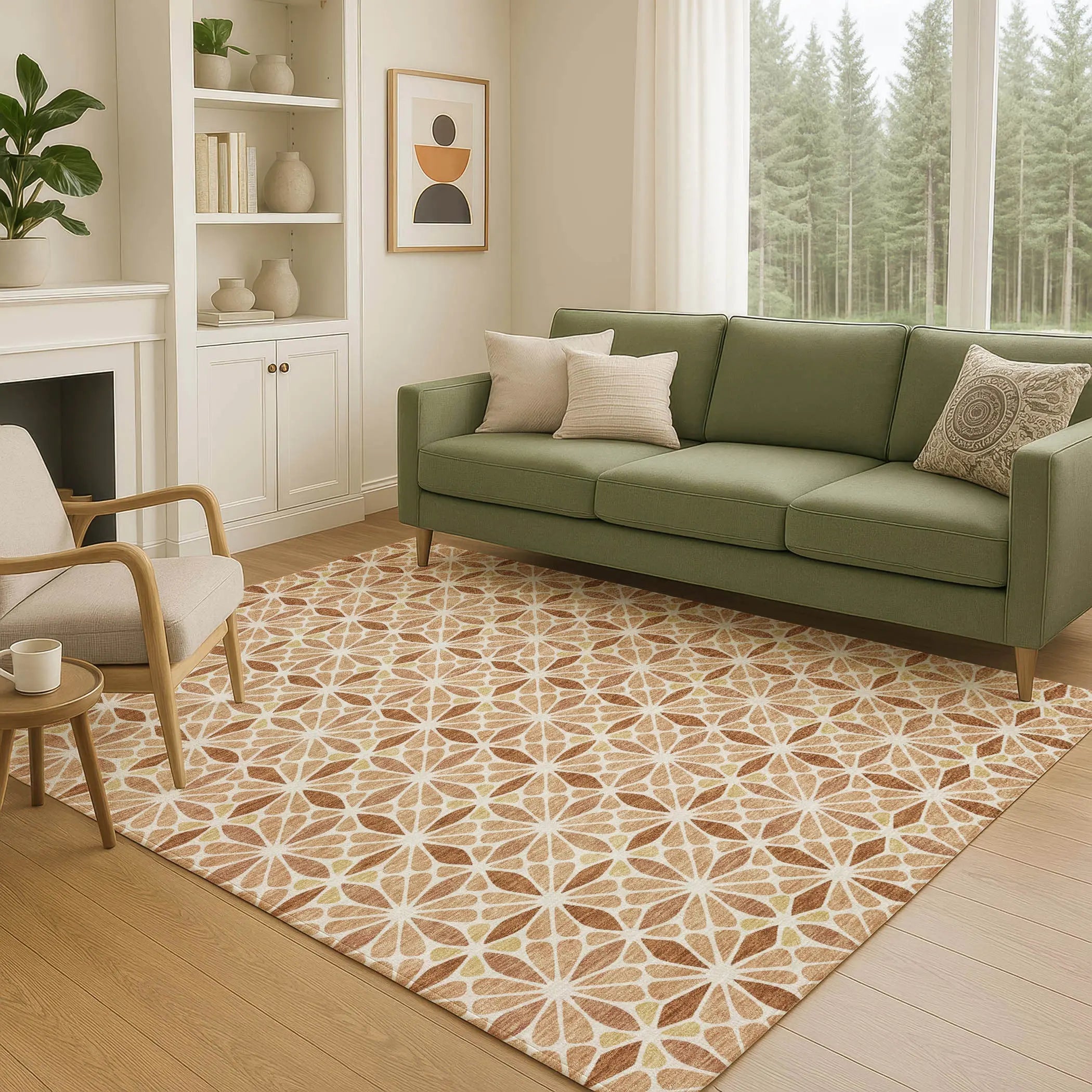 10' X 14' Copper And Gold Geometric Washable Indoor Outdoor Area Rug Homeroots Outdoor