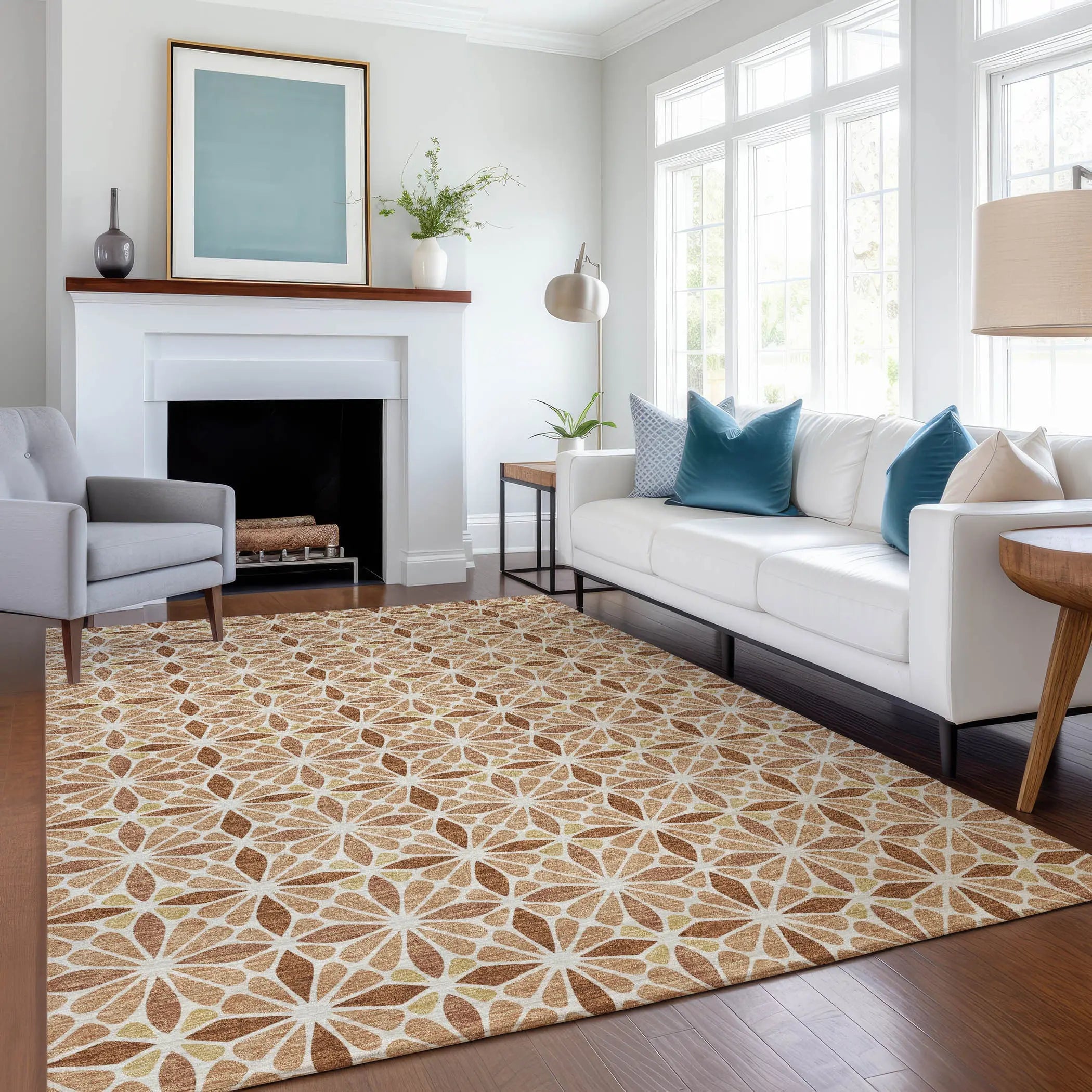 10' X 14' Copper And Gold Geometric Washable Indoor Outdoor Area Rug Homeroots Outdoor
