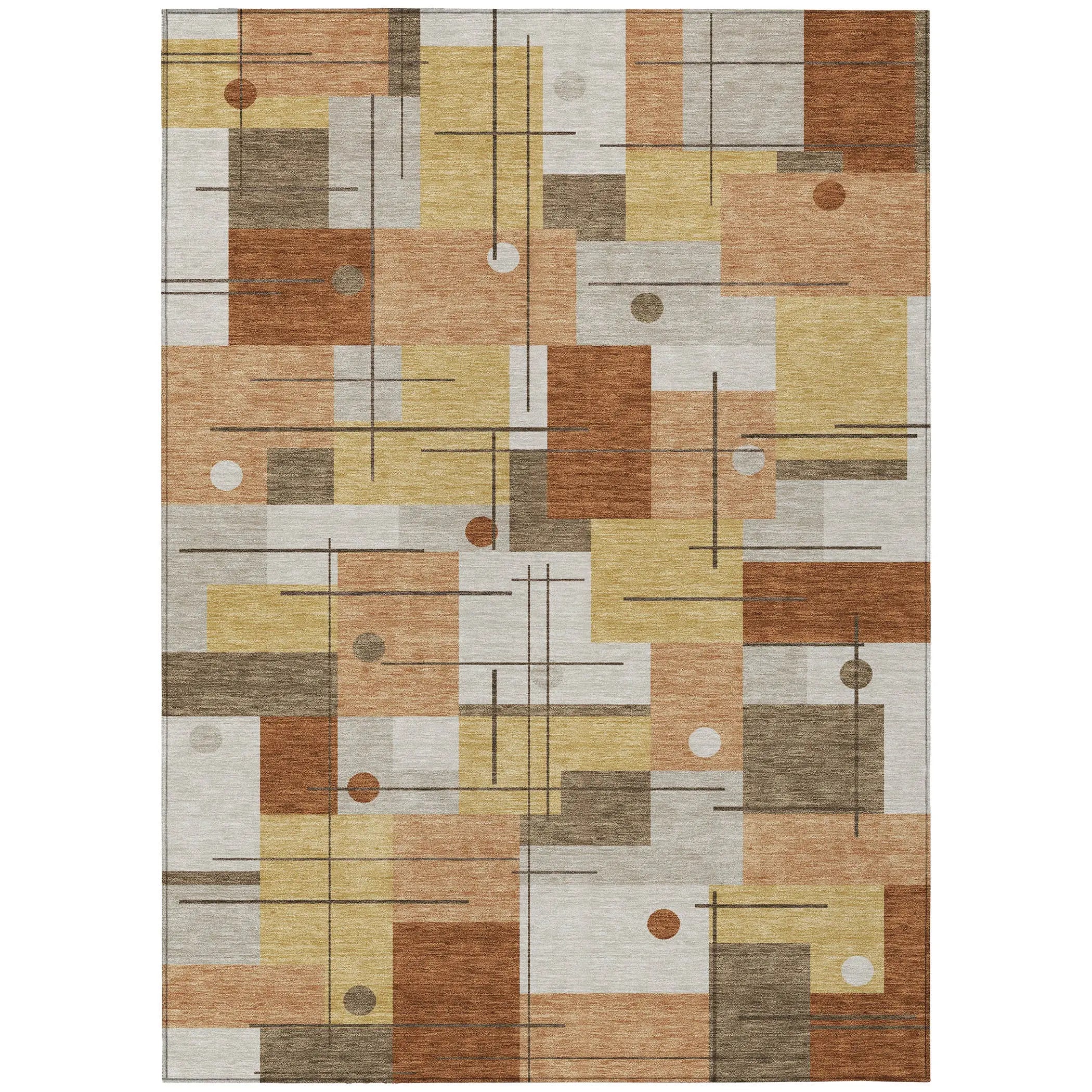 10' X 14' Copper And Graphite Geometric Washable Indoor Outdoor Area Rug Homeroots Outdoor