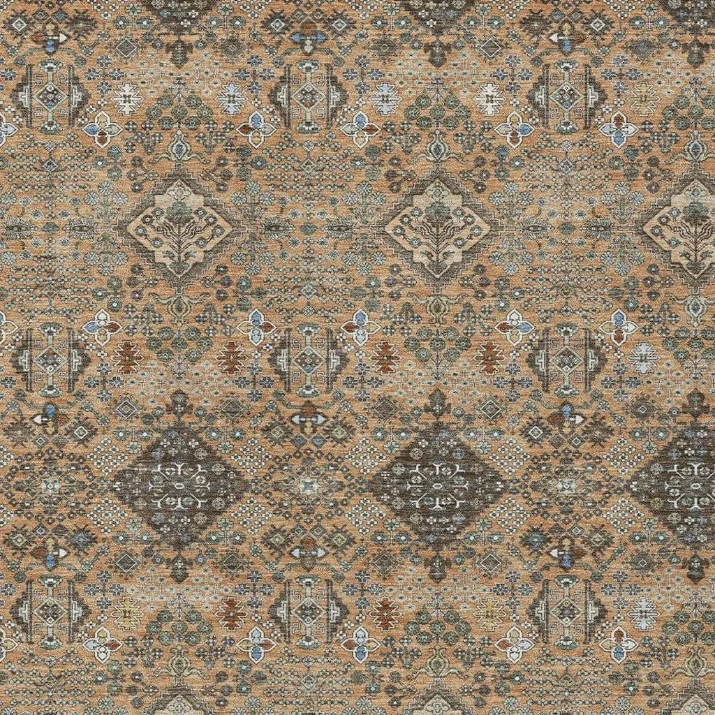 10' X 14' Copper And Green Geometric Washable Indoor Outdoor Area Rug Homeroots Outdoor