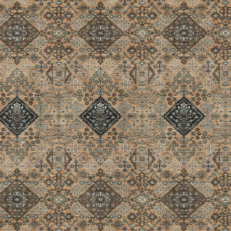 10' X 14' Copper And Green Geometric Washable Indoor Outdoor Area Rug Homeroots Outdoor