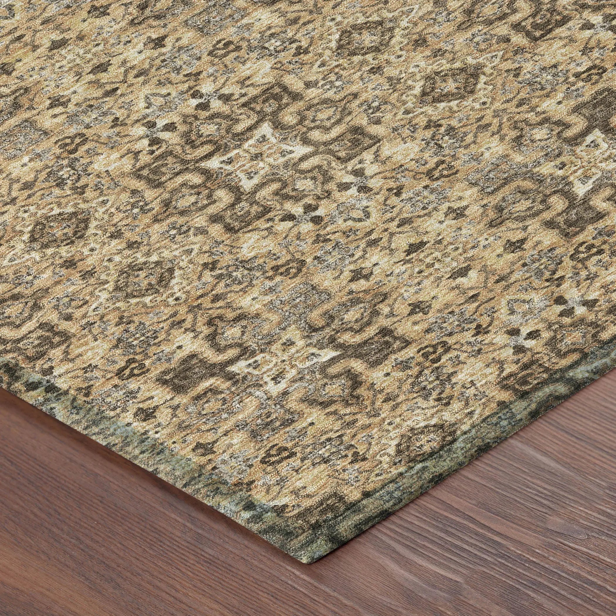 10' X 14' Copper And Green Oriental Washable Indoor Outdoor Area Rug Homeroots Outdoor