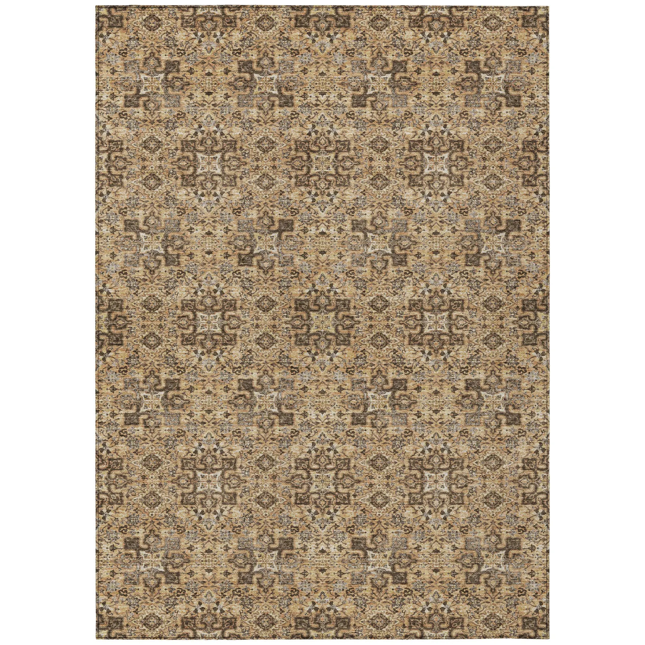 10' X 14' Copper And Green Oriental Washable Indoor Outdoor Area Rug Homeroots Outdoor