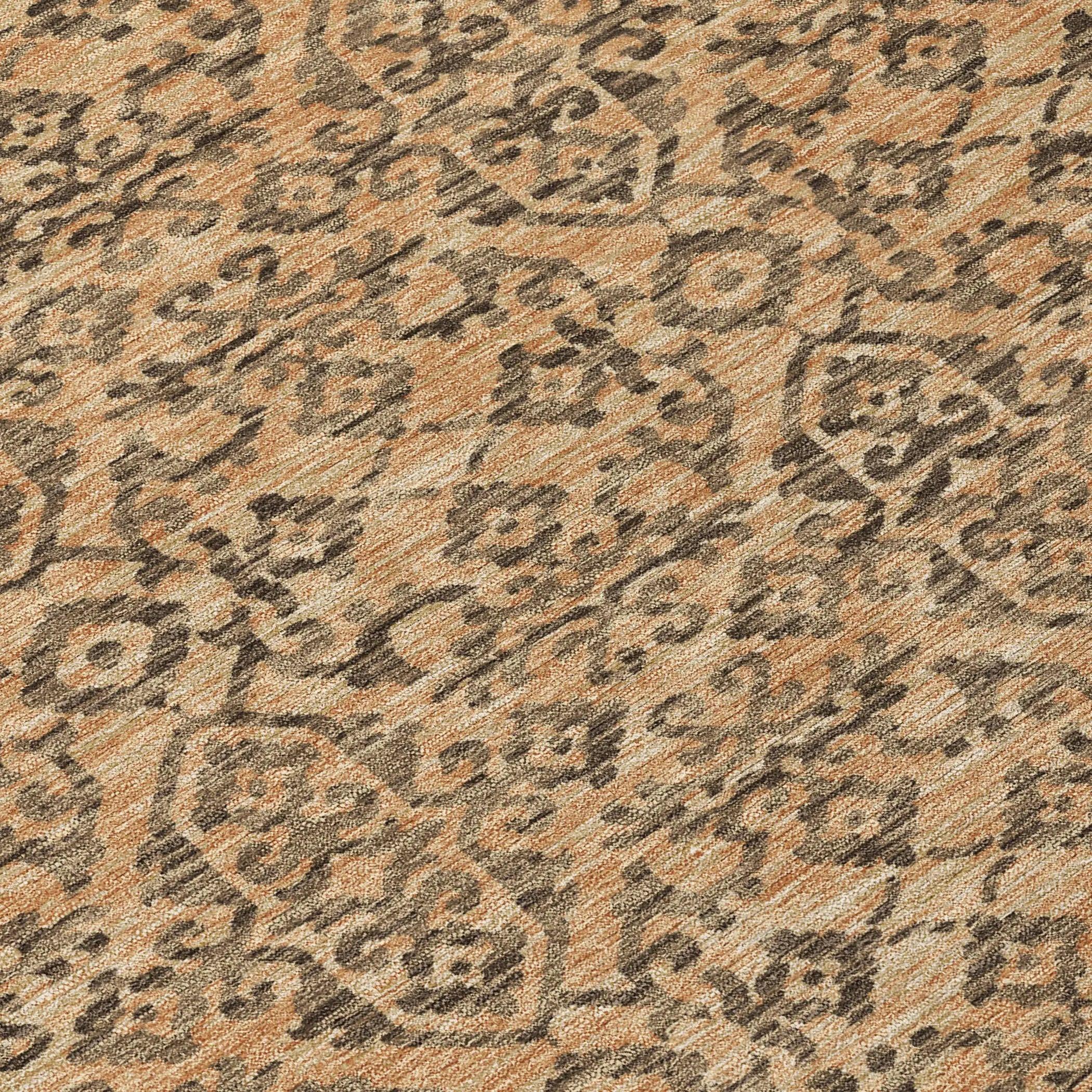 10' X 14' Copper And Green Oriental Washable Indoor Outdoor Area Rug Homeroots Outdoor