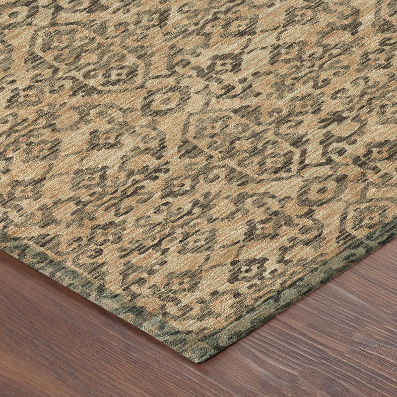 10' X 14' Copper And Green Oriental Washable Indoor Outdoor Area Rug Homeroots Outdoor