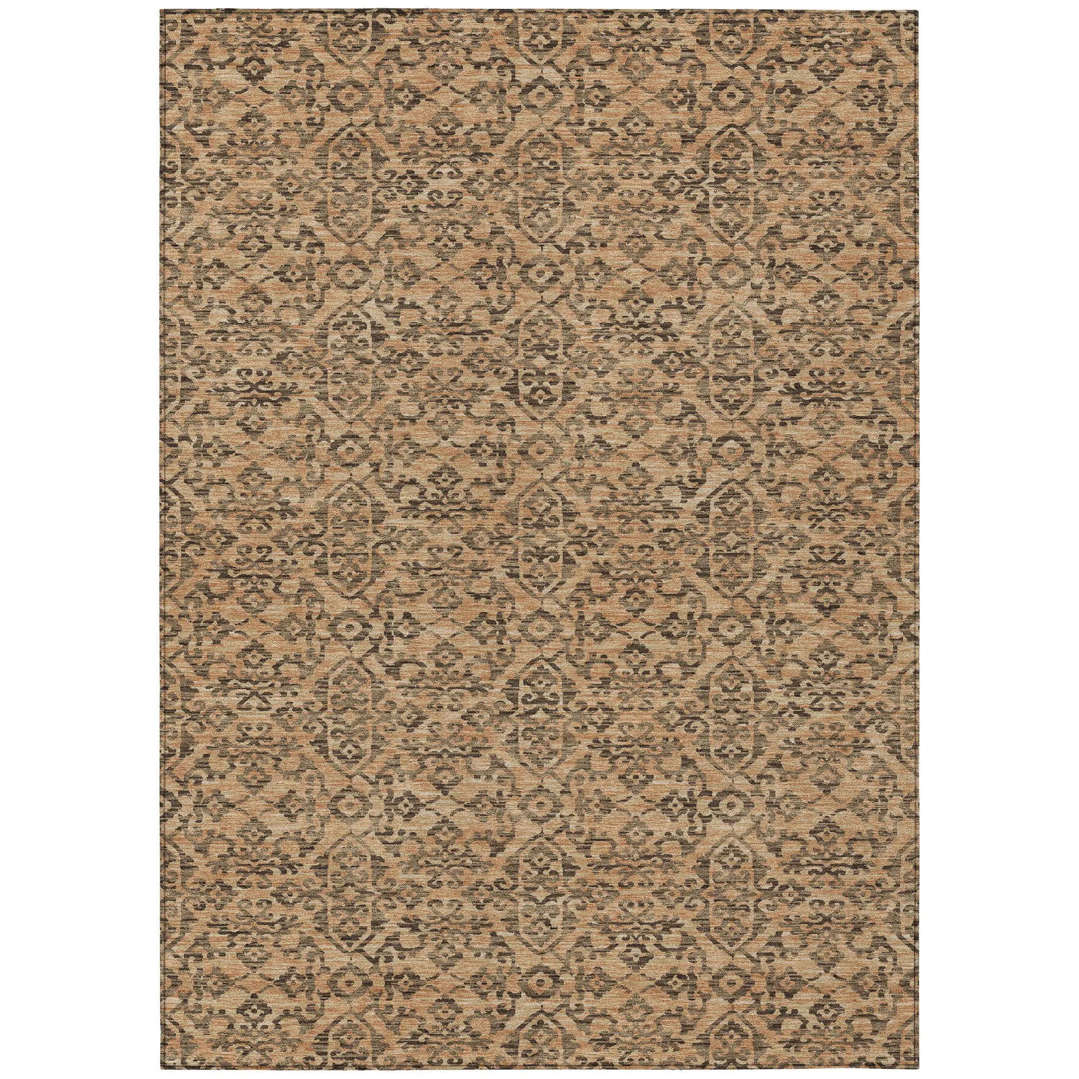 10' X 14' Copper And Green Oriental Washable Indoor Outdoor Area Rug Homeroots Outdoor