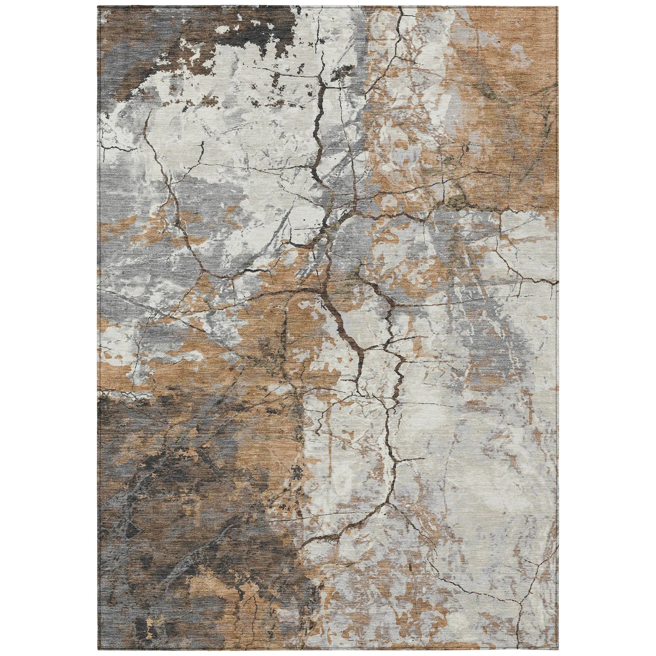 10' X 14' Copper And Ivory Abstract Washable Indoor Outdoor Area Rug Homeroots Outdoor