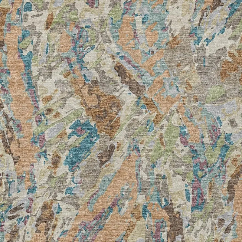 10' X 14' Copper And Ivory Abstract Washable Indoor Outdoor Area Rug Homeroots Outdoor