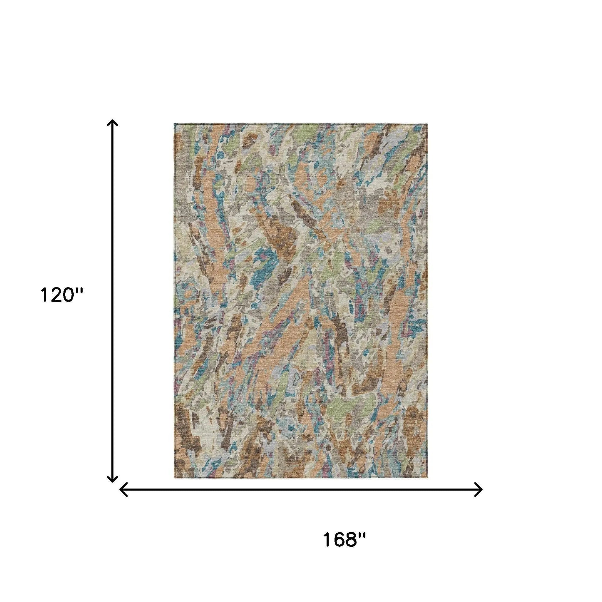 10' X 14' Copper And Ivory Abstract Washable Indoor Outdoor Area Rug Homeroots Outdoor