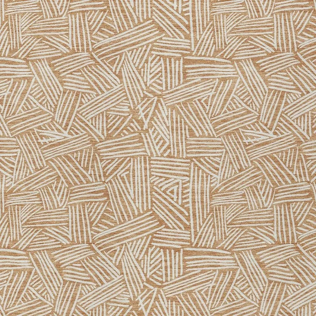 10' X 14' Copper And Ivory Geometric Washable Indoor Outdoor Area Rug Homeroots Outdoor