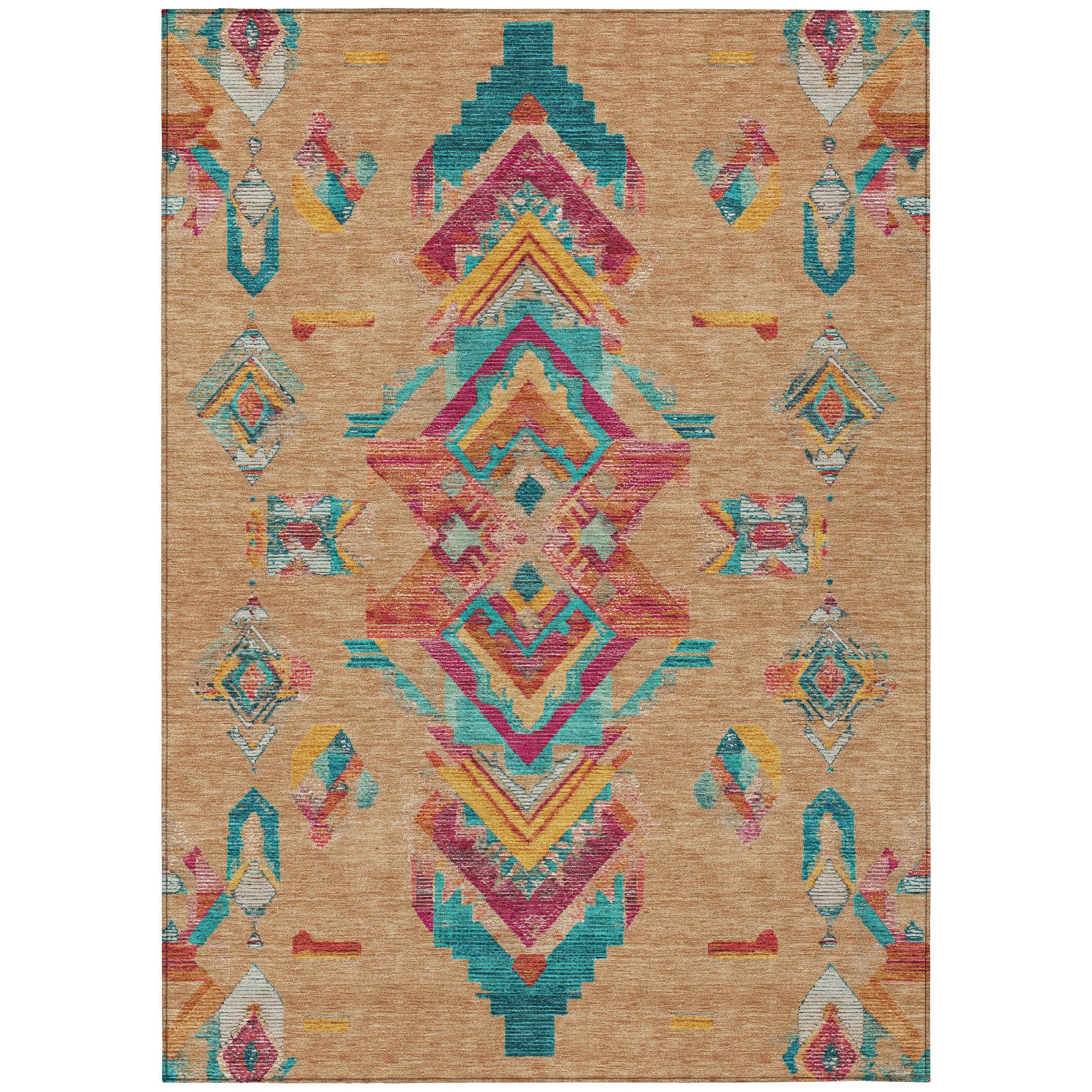 10' X 14' Copper And Ivory Tribal Washable Indoor Outdoor Area Rug Homeroots Outdoor