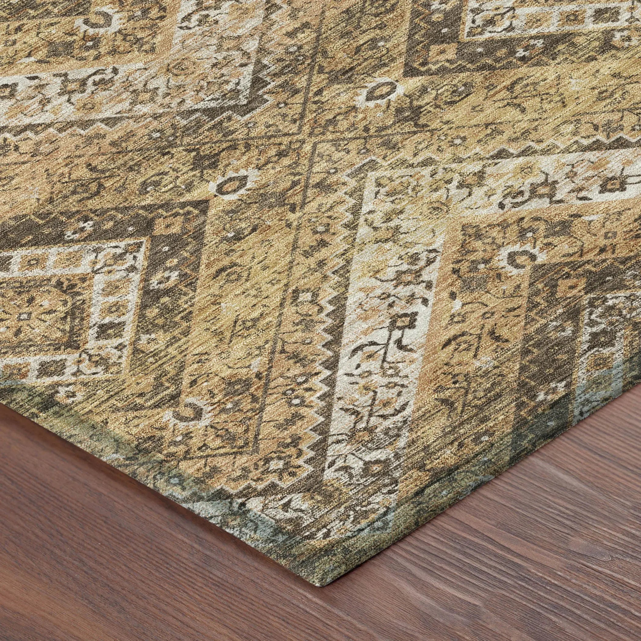 10' X 14' Copper And Khaki Tribal Washable Indoor Outdoor Area Rug Homeroots Outdoor