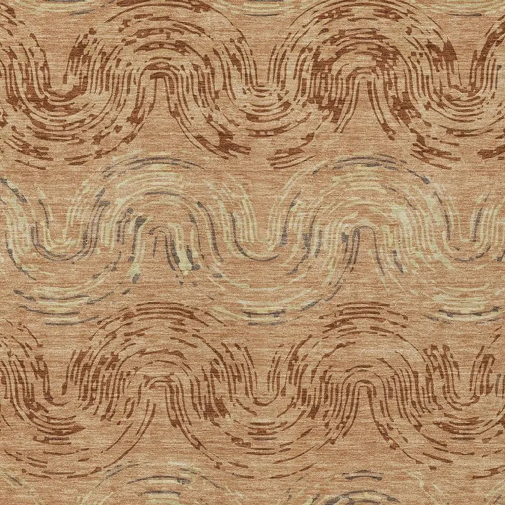 10' X 14' Copper And Orange Abstract Washable Indoor Outdoor Area Rug Homeroots Outdoor