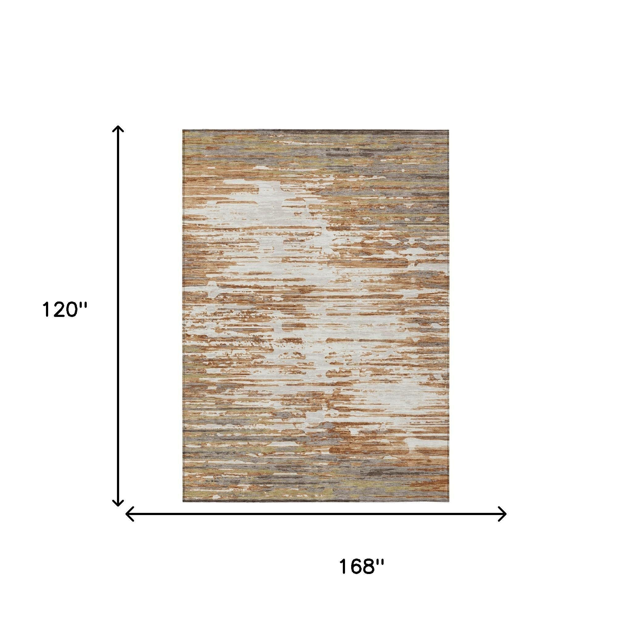 10' X 14' Copper And Orange Abstract Washable Indoor Outdoor Area Rug Homeroots Outdoor