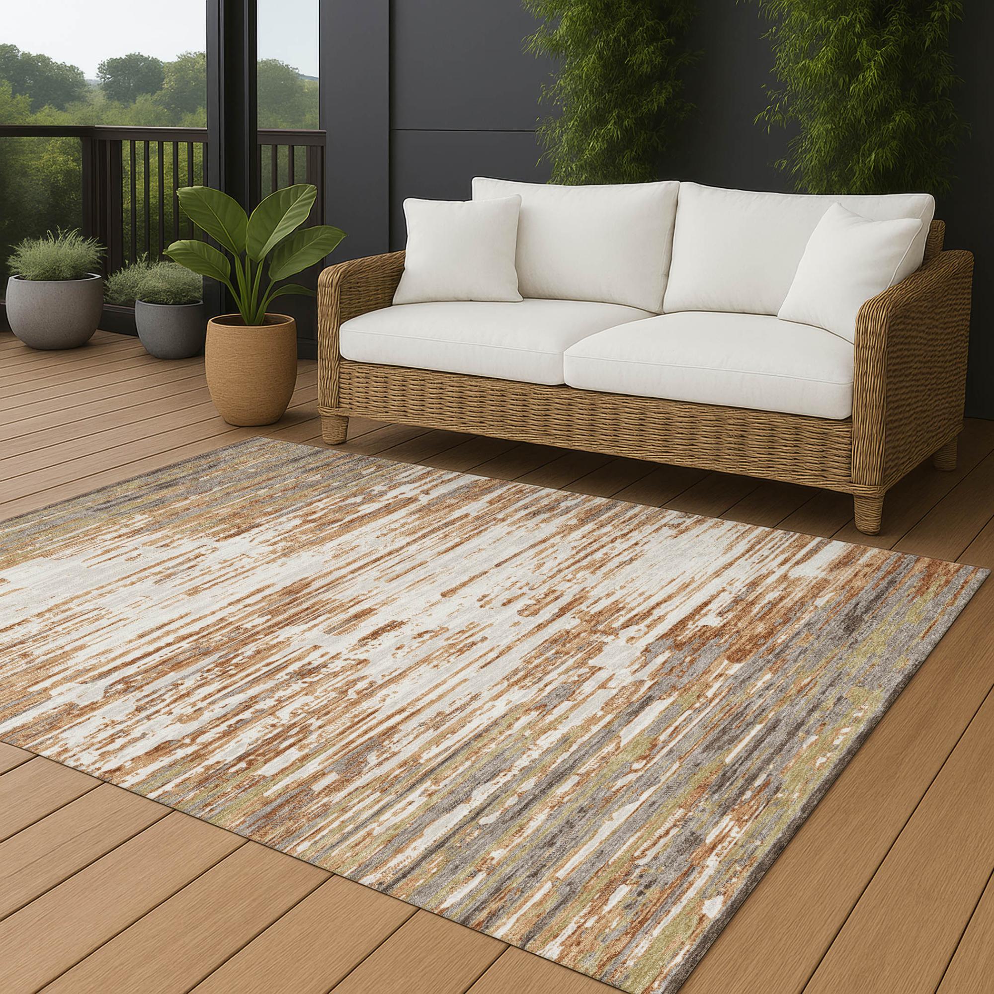 10' X 14' Copper And Orange Abstract Washable Indoor Outdoor Area Rug Homeroots Outdoor