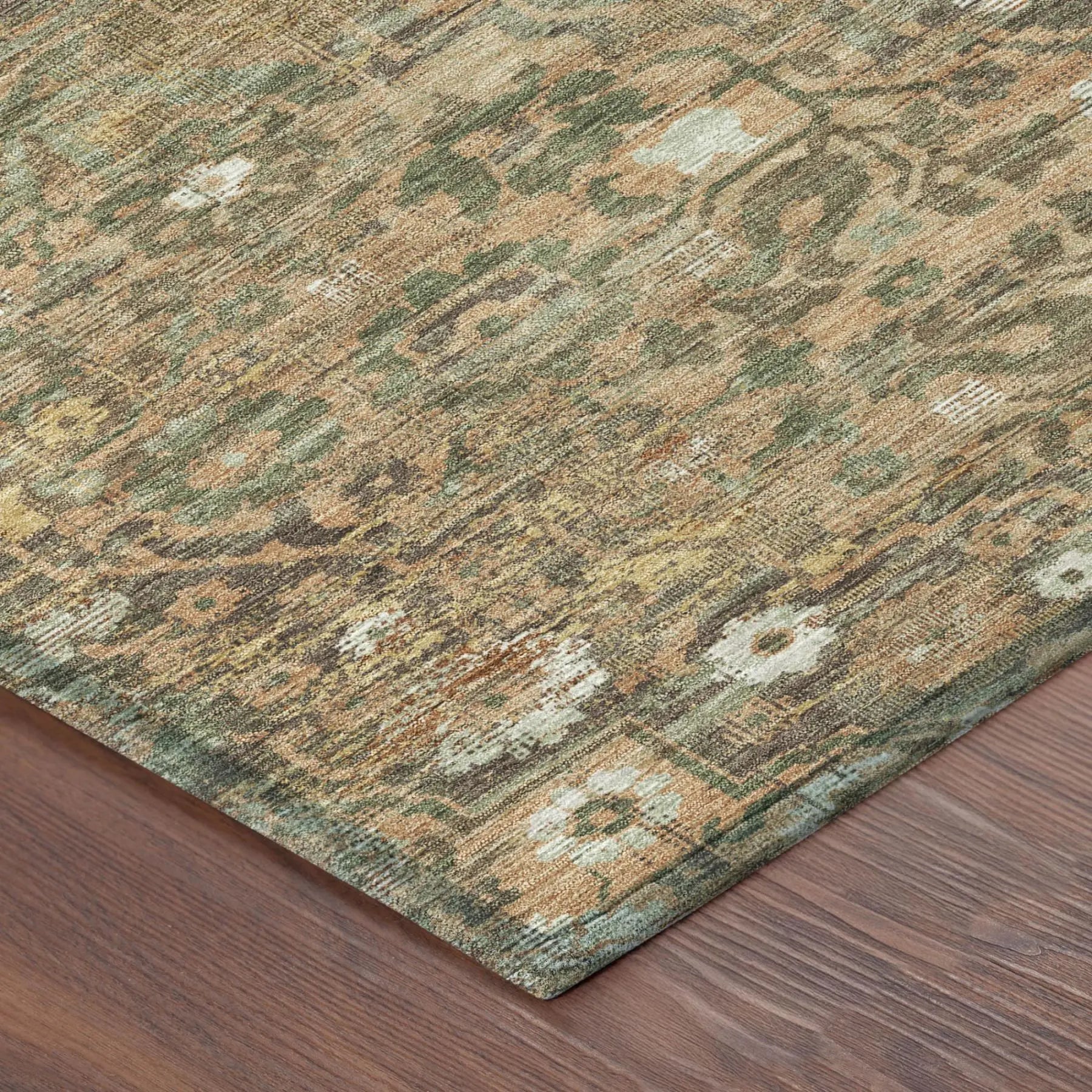 10' X 14' Copper And Orange Floral Medallion Washable Indoor Outdoor Area Rug Homeroots Outdoor