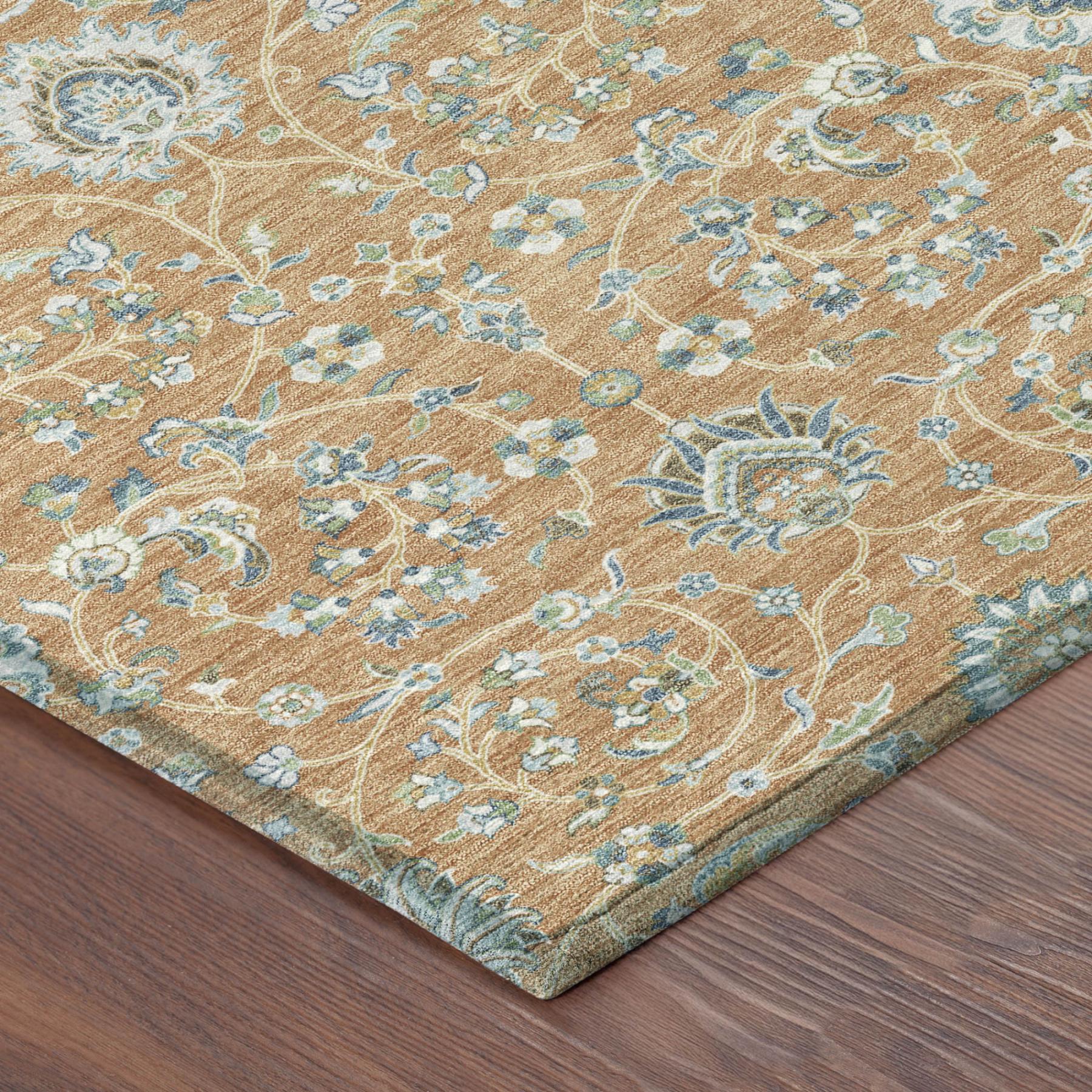 10' X 14' Copper And Orange Floral Washable Indoor Outdoor Area Rug Homeroots Outdoor