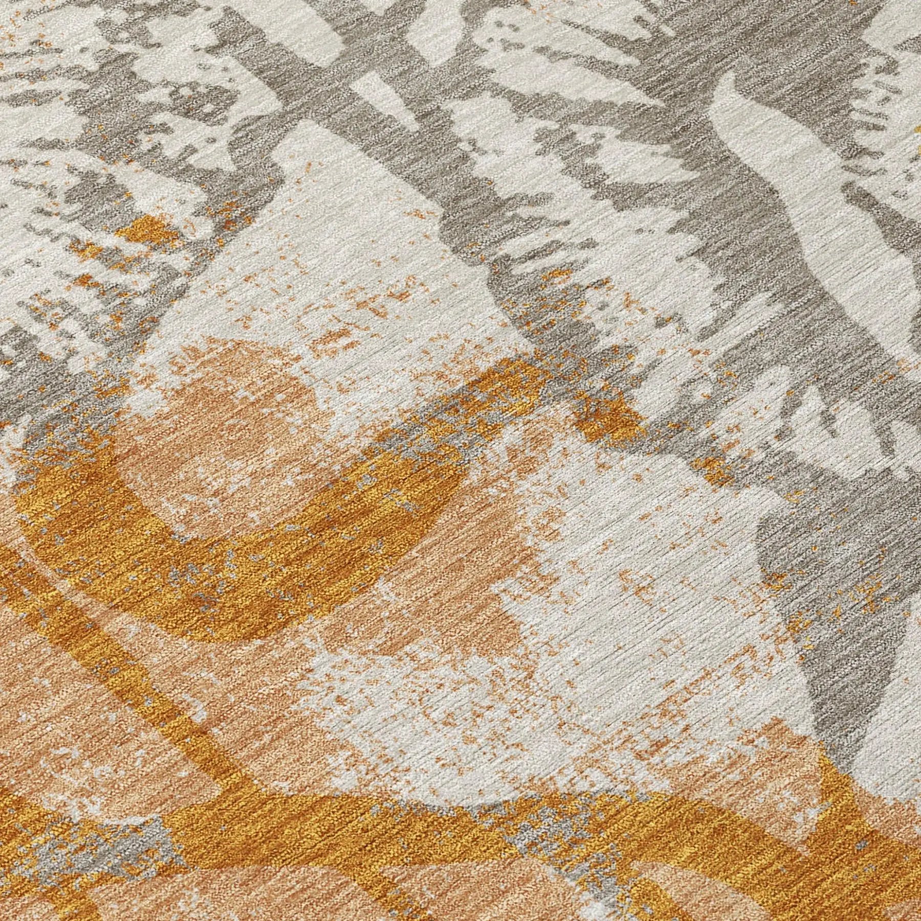 10' X 14' Copper And Orange Floral Washable Indoor Outdoor Area Rug Homeroots Outdoor