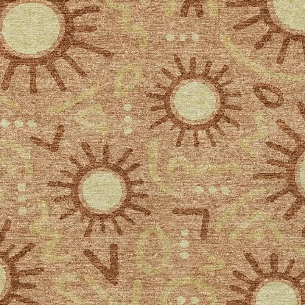 10' X 14' Copper And Orange Geometric Washable Indoor Outdoor Area Rug Homeroots Outdoor