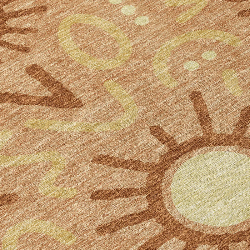 10' X 14' Copper And Orange Geometric Washable Indoor Outdoor Area Rug Homeroots Outdoor