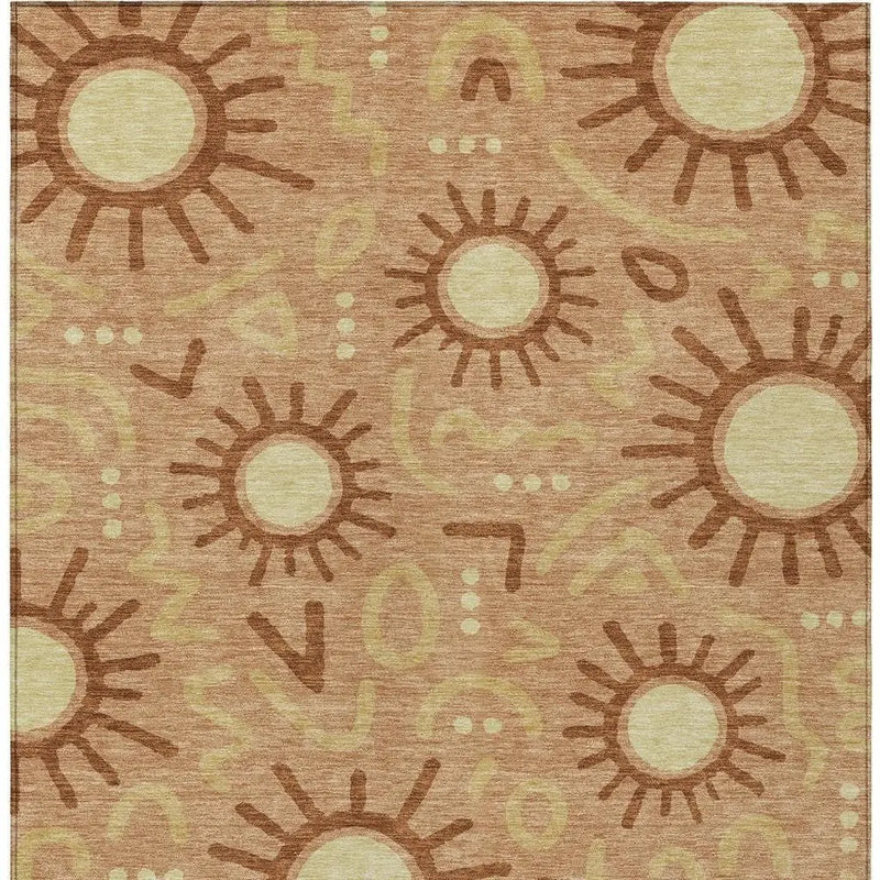 10' X 14' Copper And Orange Geometric Washable Indoor Outdoor Area Rug Homeroots Outdoor