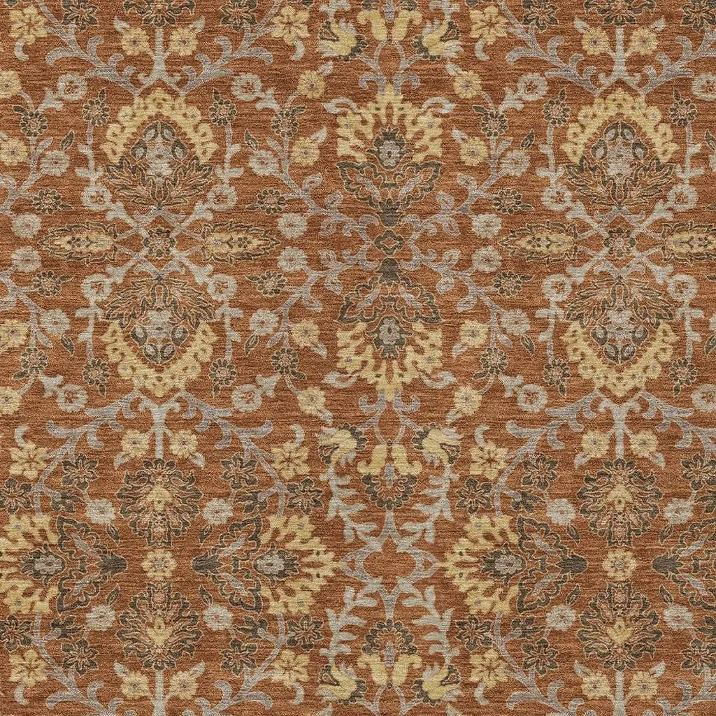 10' X 14' Copper And Orange Geometric Washable Indoor Outdoor Area Rug Homeroots Outdoor