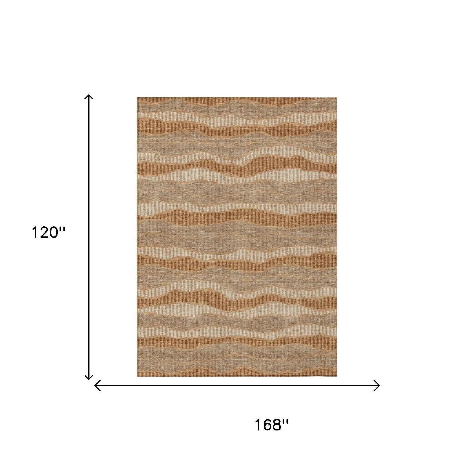 10' X 14' Copper And Orange Striped Washable Indoor Outdoor Area Rug Homeroots Outdoor