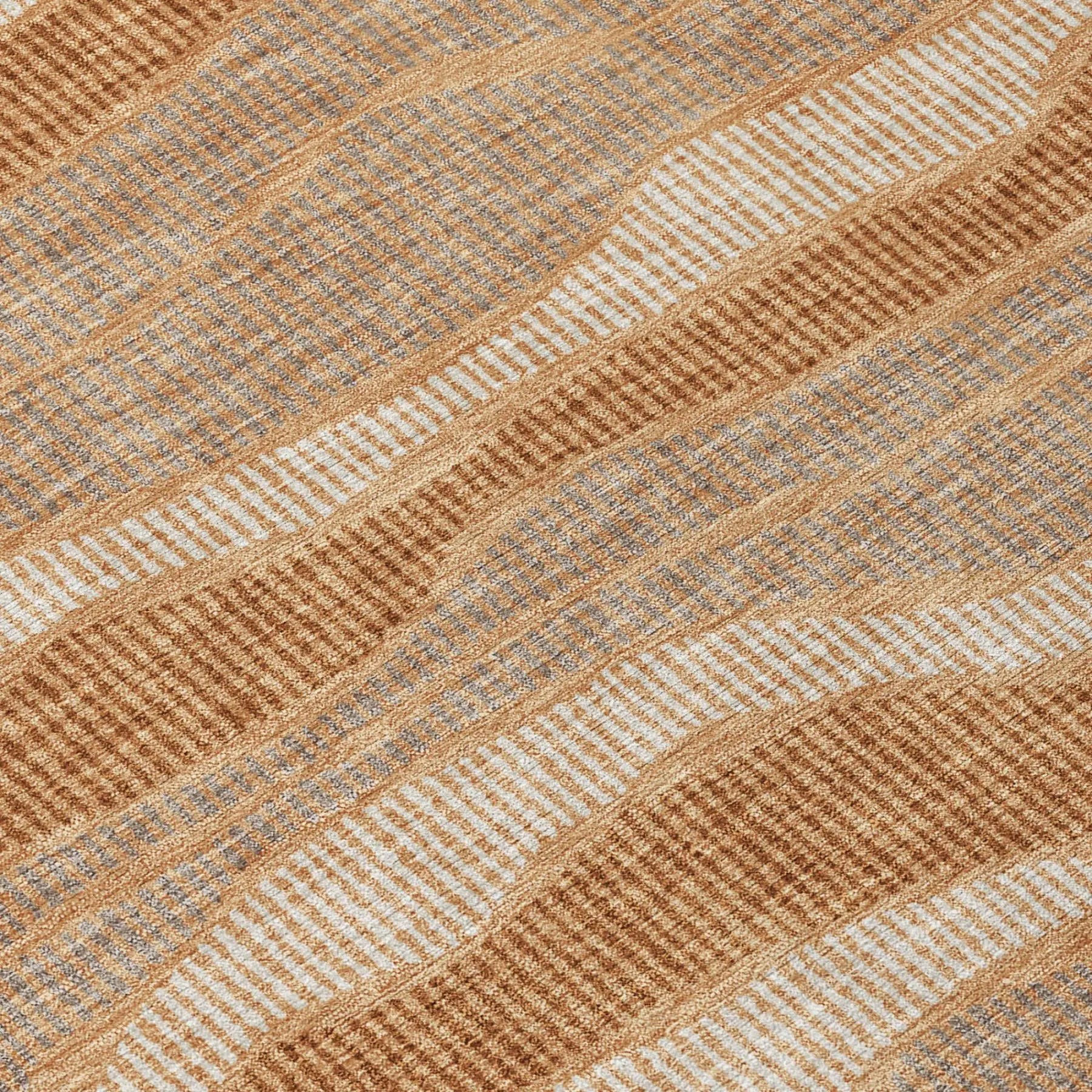 10' X 14' Copper And Orange Striped Washable Indoor Outdoor Area Rug Homeroots Outdoor