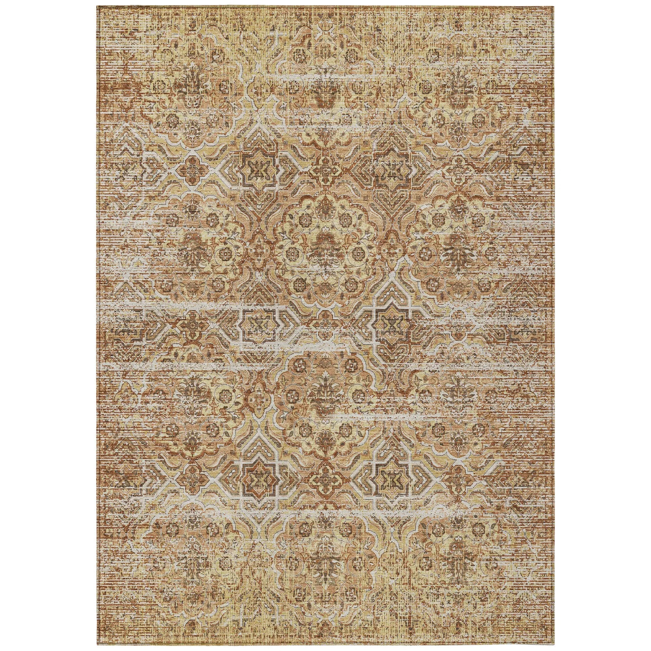 10' X 14' Copper And Purple Floral Washable Indoor Outdoor Area Rug Homeroots Outdoor