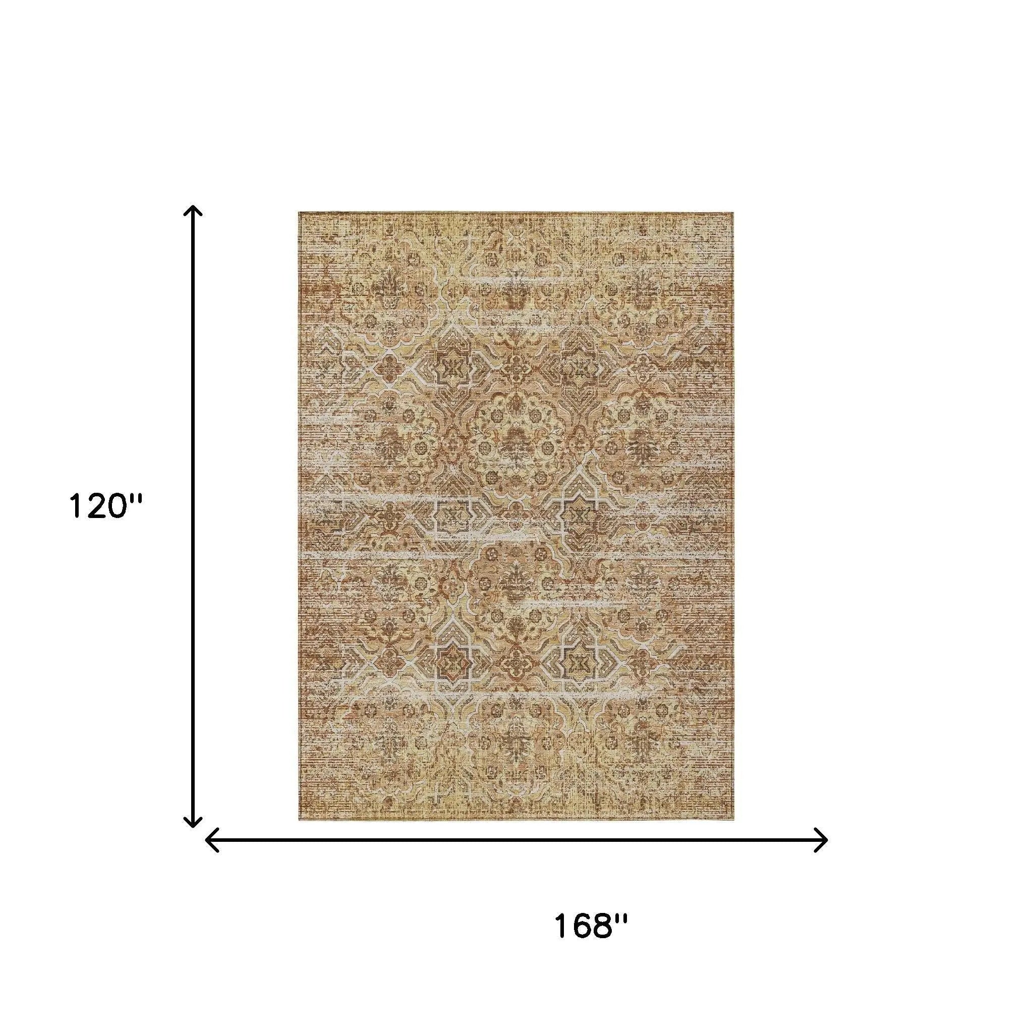 10' X 14' Copper And Purple Floral Washable Indoor Outdoor Area Rug Homeroots Outdoor