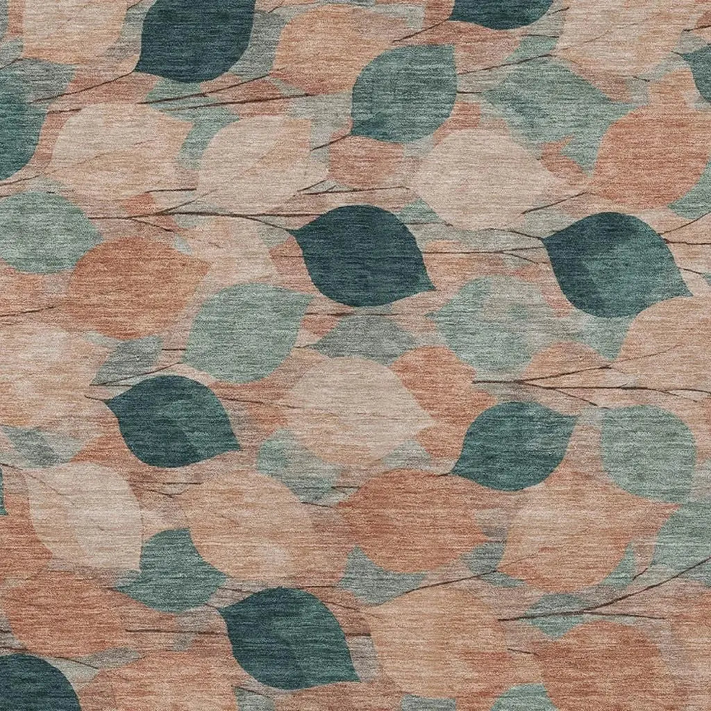 10' X 14' Copper And Salmon Floral Washable Indoor Outdoor Area Rug Homeroots Outdoor