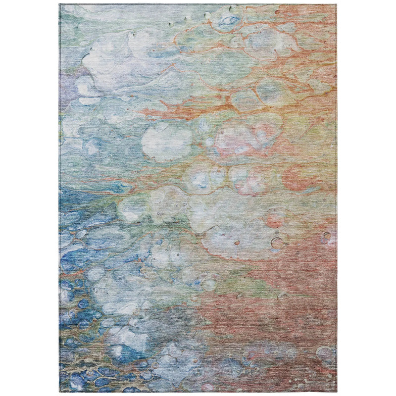 10' X 14' Copper Blue And Artichoke Green Abstract Washable Indoor Outdoor Area Rug Homeroots Outdoor