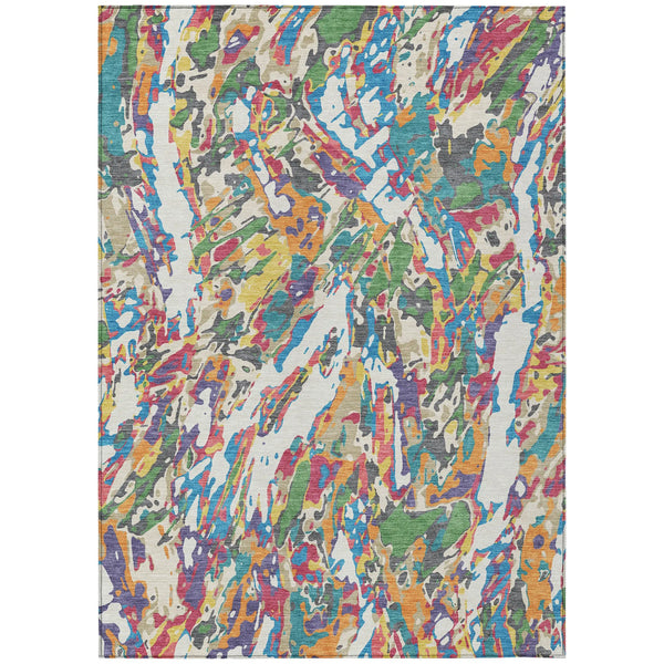 10' X 14' Cream And Green Abstract Washable Indoor Outdoor Area Rug Homeroots Outdoor