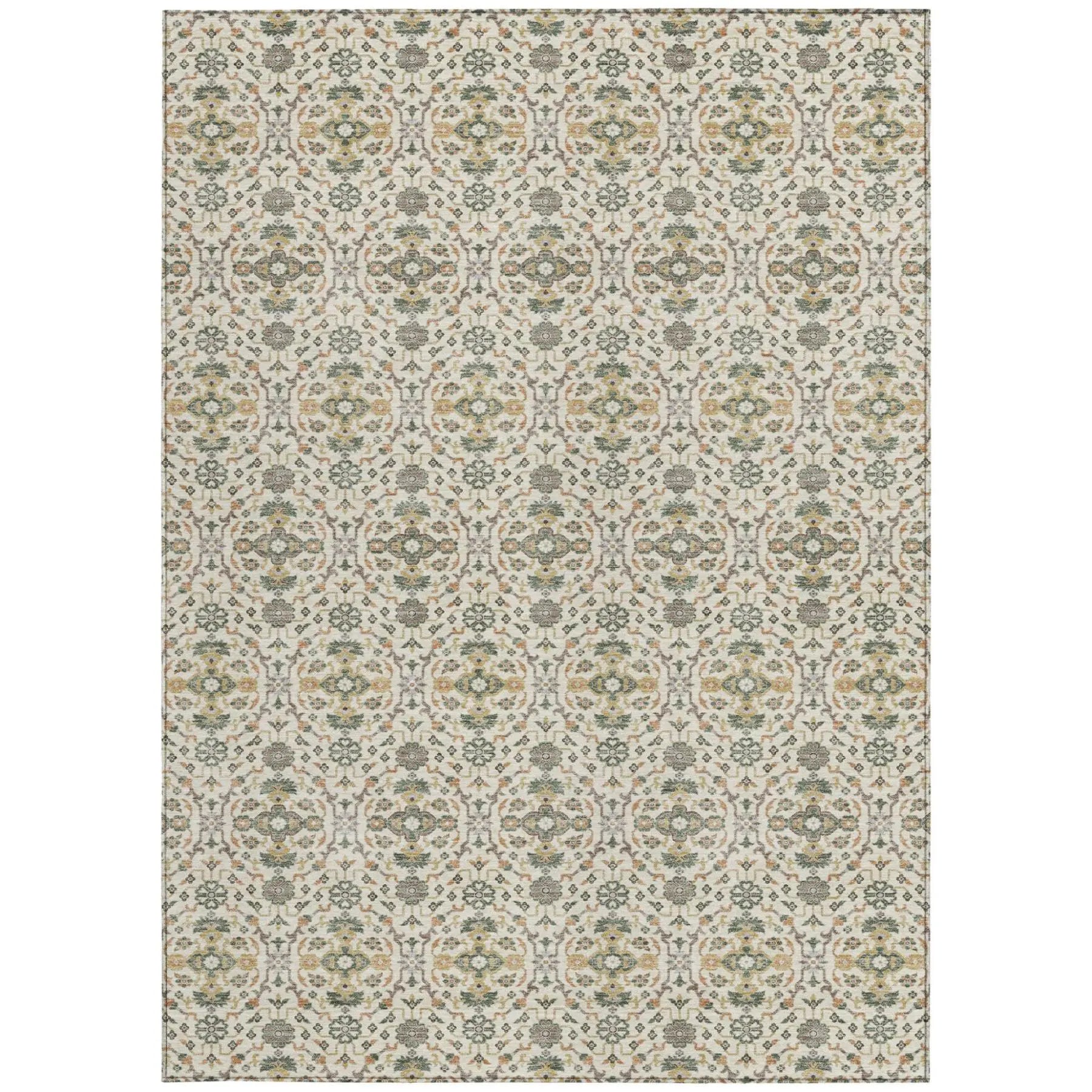 10' X 14' Cream And Ivory Oriental Washable Indoor Outdoor Area Rug Homeroots Outdoor