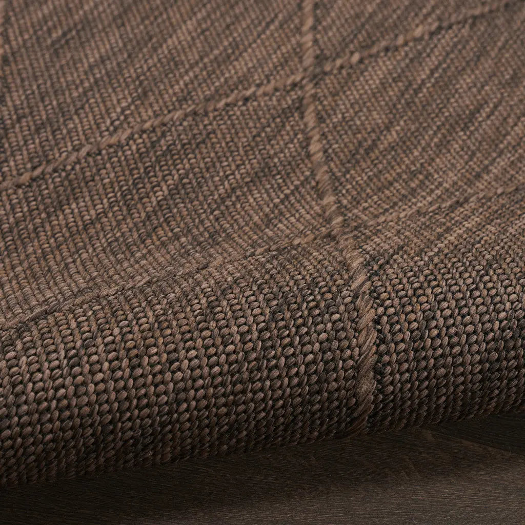 10' X 14' Dark Brown And Brown Geometric Indoor Outdoor Area Rug Homeroots Outdoor