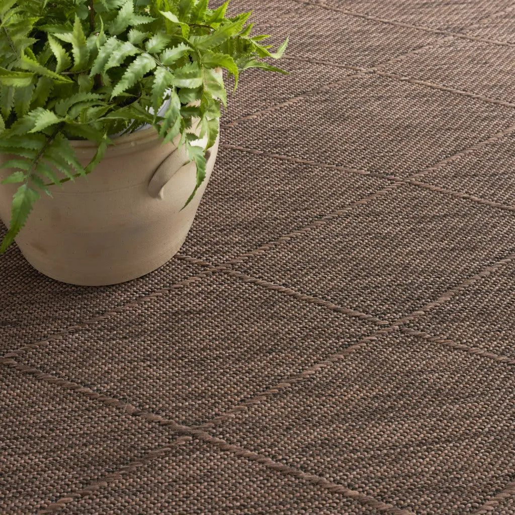 10' X 14' Dark Brown And Brown Geometric Indoor Outdoor Area Rug Homeroots Outdoor