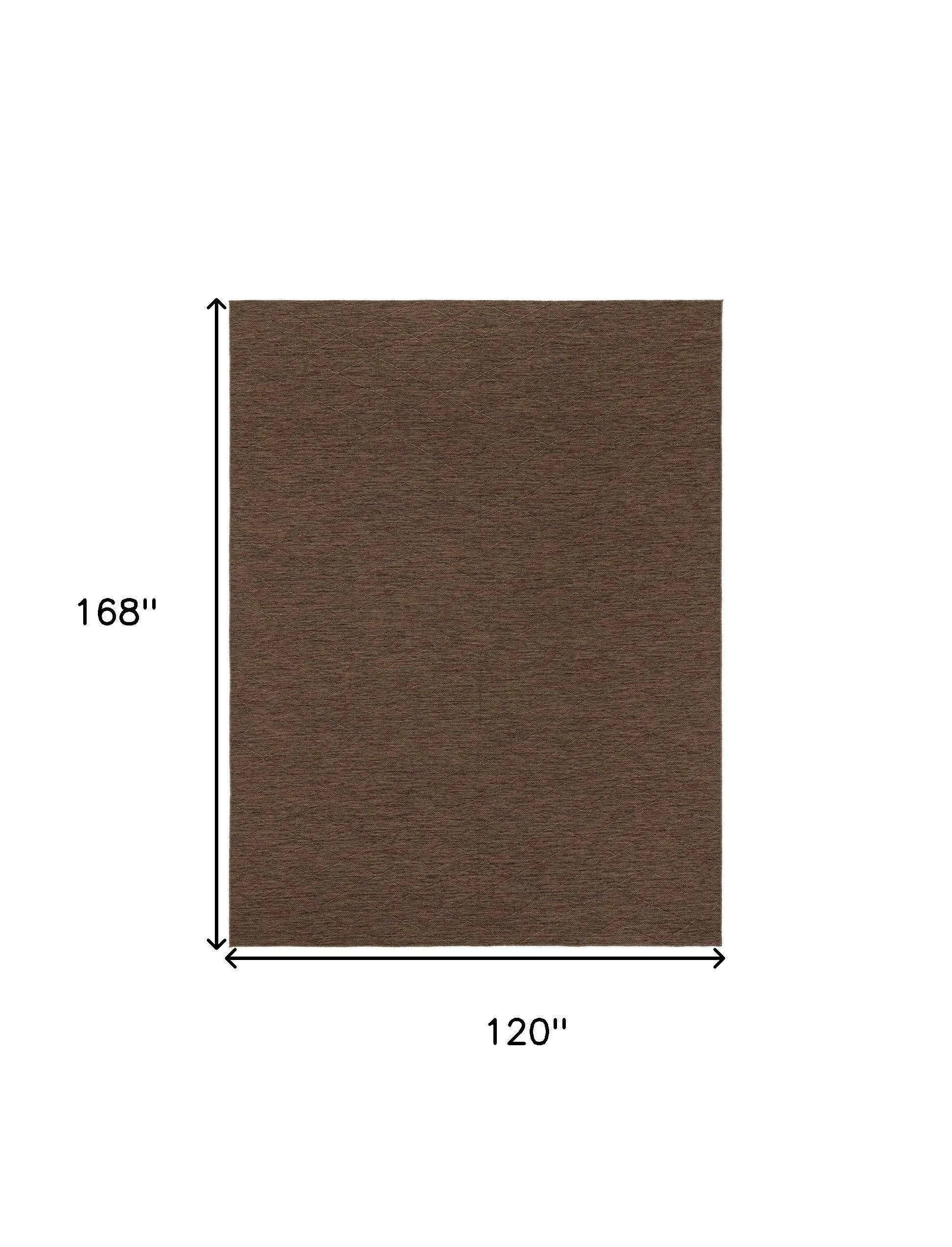 10' X 14' Dark Brown And Brown Geometric Indoor Outdoor Area Rug Homeroots Outdoor