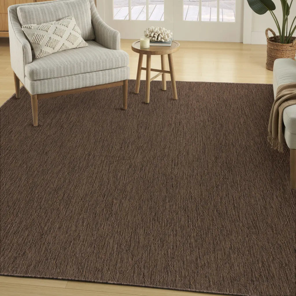 10' X 14' Dark Brown And Brown Geometric Indoor Outdoor Area Rug Homeroots Outdoor