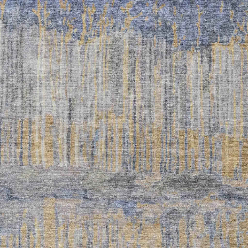 10' X 14' Denim Blue And Blue Abstract Washable Indoor Outdoor Area Rug Homeroots Outdoor