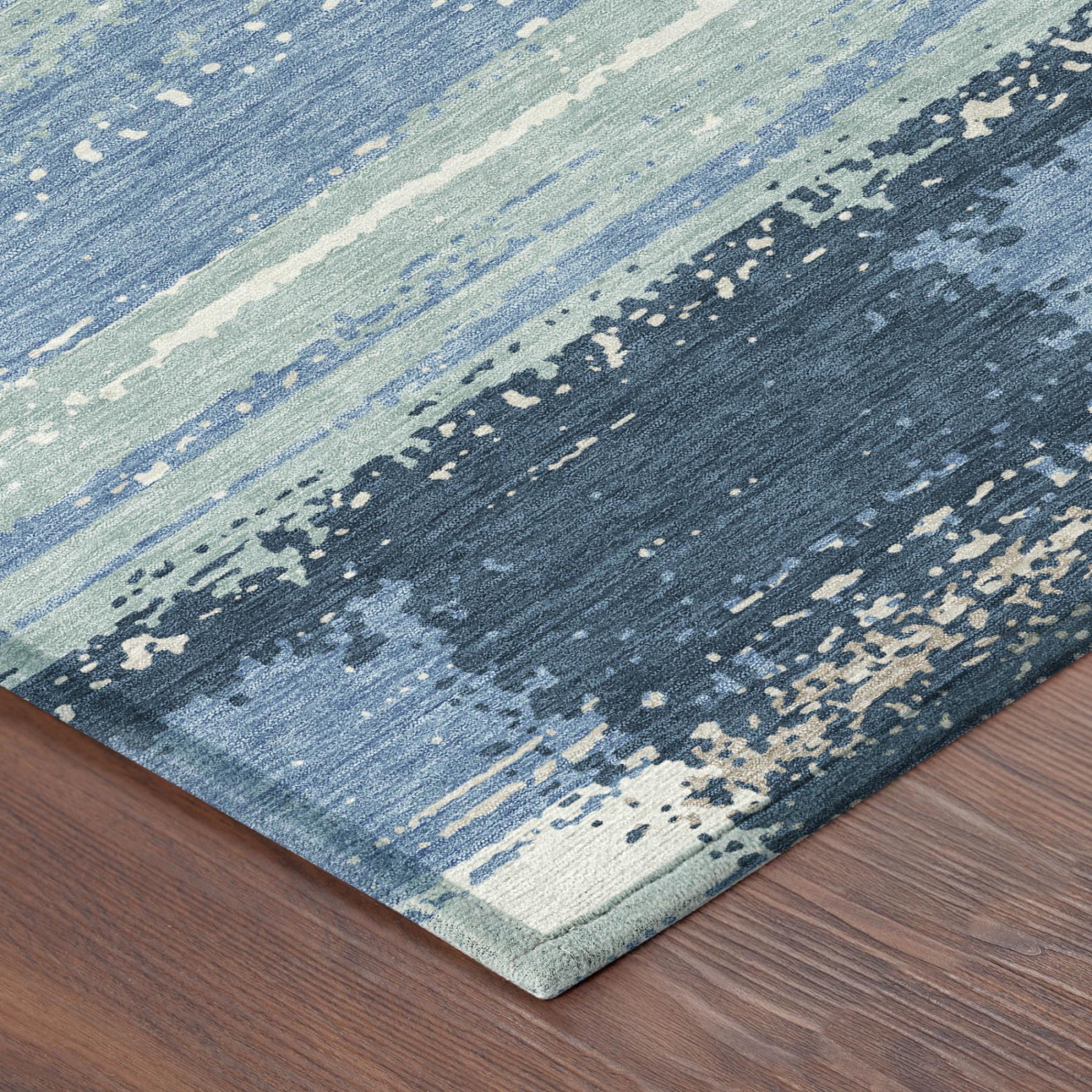 10' X 14' Denim Blue And Blue Geometric Washable Indoor Outdoor Area Rug Homeroots Outdoor