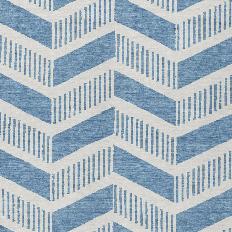 10' X 14' Denim Blue And Blue Geometric Washable Indoor Outdoor Area Rug Homeroots Outdoor