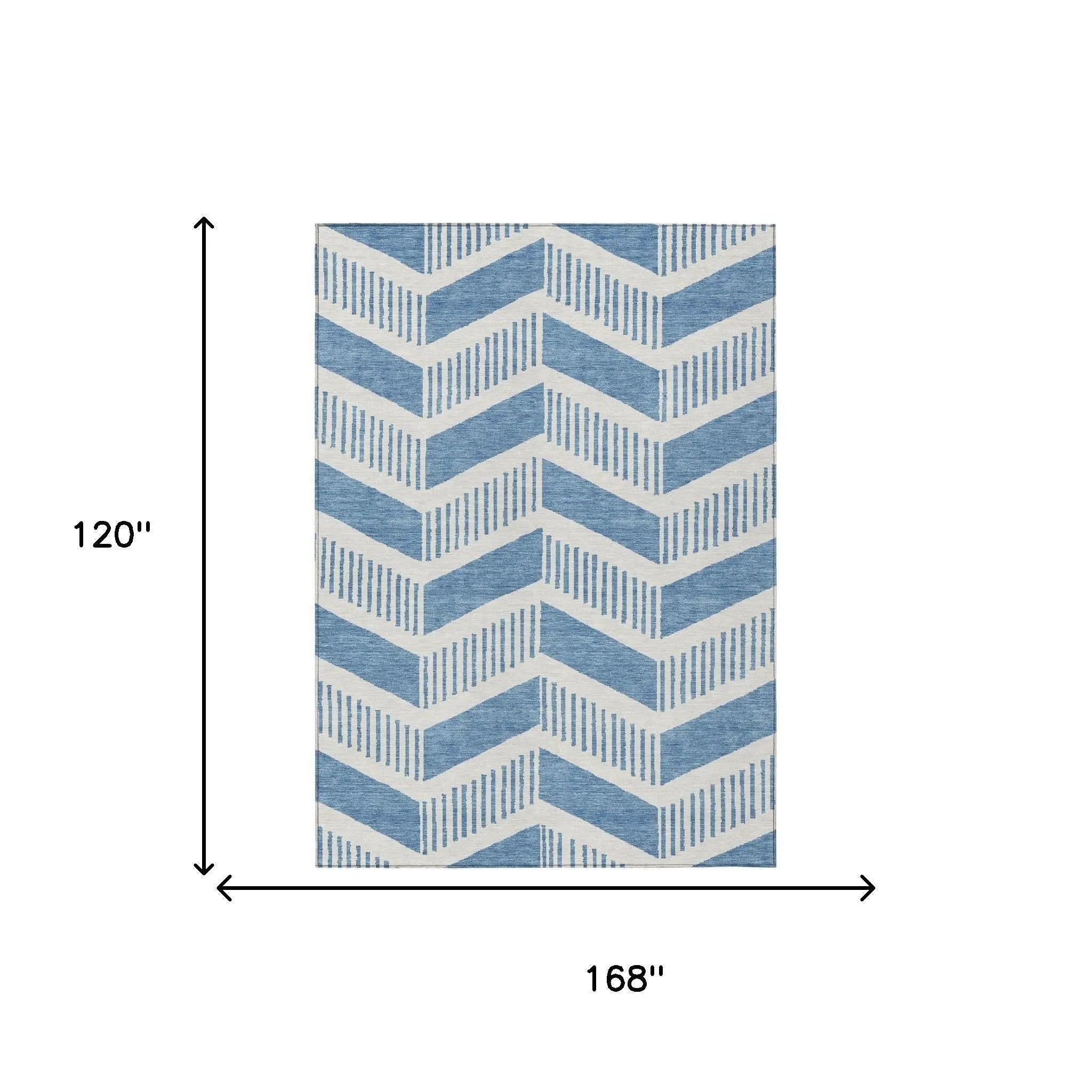 10' X 14' Denim Blue And Blue Geometric Washable Indoor Outdoor Area Rug Homeroots Outdoor